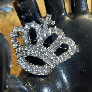 Women's Crown Brooch with Crystals